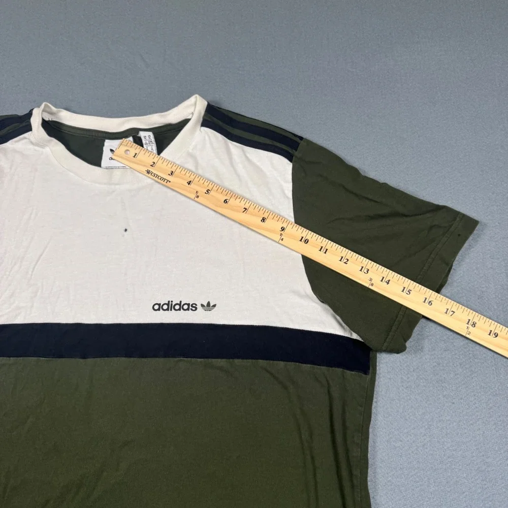 Adidas Originals ZX‎ Colorblock T-Shirt Mens XL Olive Green Cream Trefoil Logo
